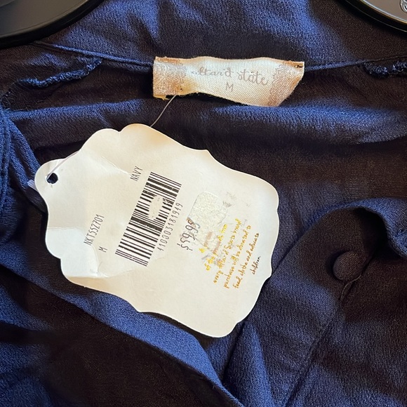 M altar'd state cape blouse womens shirt navy blue button up rayon collar $59 - Picture 3 of 9